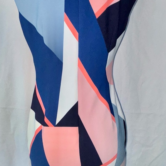Vince Camuto  Printed Sheath Dress in Pink, Blue, and White - Picture 3 of 13